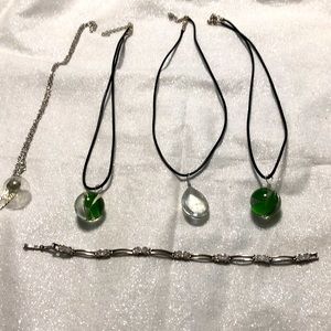 Four necklaces and one bracelet